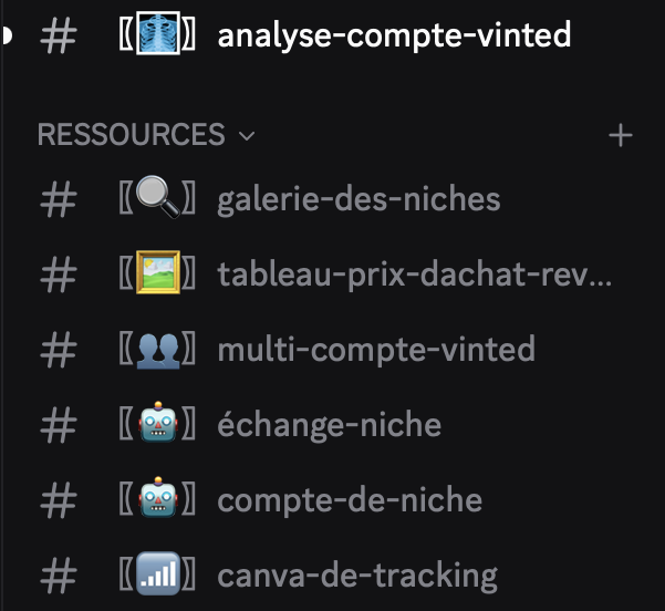 Salons de ressources sur le Discord